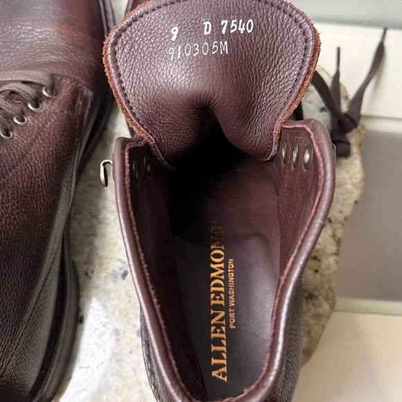 Allen Edmonds Higgins Mill Weatherproof Mens Boot Burgundy Chromexcel Leather 9 - Picture 11 of 16